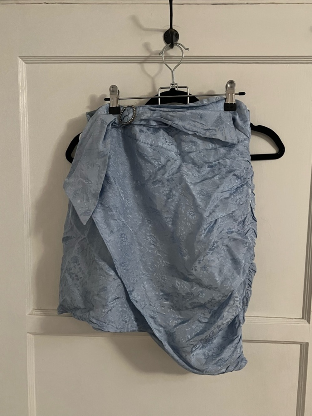 Song of Style Pale Blue Floral Wrap Skirt with Side Tie